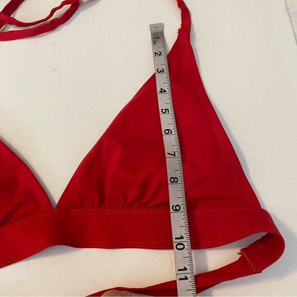 Peyton & Parker red triangle padded halter Bikini Top swimsuit bathing suit S - Picture 4 of 7